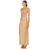 Designer Boutique Vintage Elegant Draped Backless Ruffle Tight Waist High Slit Evening Dress
