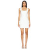 Custom Fashion White Front Floral Appliques Medium weight Crepe Fabric Mini Dress