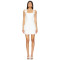 Custom Fashion White Front Floral Appliques Medium weight Crepe Fabric Mini Dress