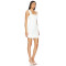 Custom Fashion White Front Floral Appliques Medium weight Crepe Fabric Mini Dress