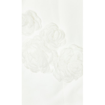 Custom Fashion White Front Floral Appliques Medium weight Crepe Fabric Mini Dress