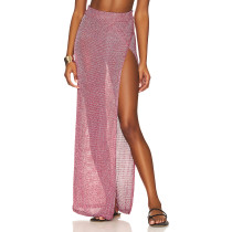 Exquisite Mesh Maxi Skirt Sheer Elegance Side Slit Sexy Elegant Woman's Maxi Skirt
