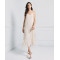 Elegant Best selling Stable Fabric Adjustable Thin Straps V Neckline Back Fringe Details Long Dress