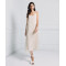Elegant Best selling Stable Fabric Adjustable Thin Straps V Neckline Back Fringe Details Long Dress
