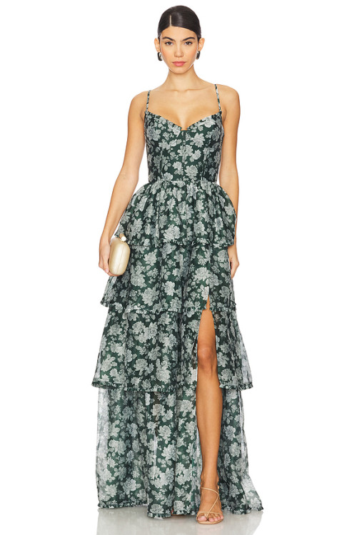 Romantic Elegant Casual Flowy Side split Floral printed Custom Logo Woman’s Long Dress