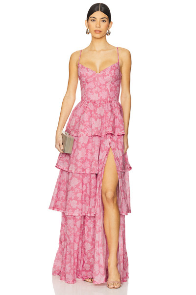 Romantic Feminine Chic Flowy Side split Floral printed Elegant Woman’s Long Dress