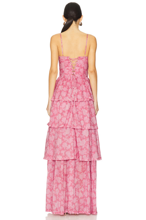Romantic Elegant Casual Flowy Side split Floral printed Custom Logo Woman’s Long Dress