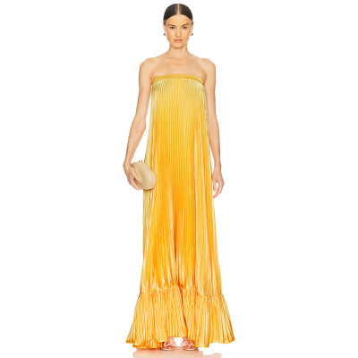 2025 Sunny Strapless Pleated Maxi Dress Elegant Elegance Off shoulder Vibrant Woman’s Dress