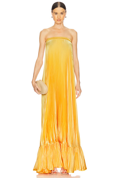 2025 Sunny Strapless Pleated Maxi Dress Elegant Elegance Off shoulder Vibrant Woman’s Dress