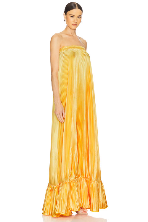 2025 Sunny Strapless Pleated Maxi Dress Elegant Elegance Off shoulder Vibrant Woman’s Dress