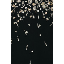 Sexy Sleeveless Crepe Fabric Crystal Beading Silver Tone Metal Embellishment Mini Dress