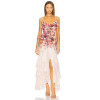 2025 New Fashion Floral printed Side split Strappy Tiered Camisole Gradient Maxi Dress