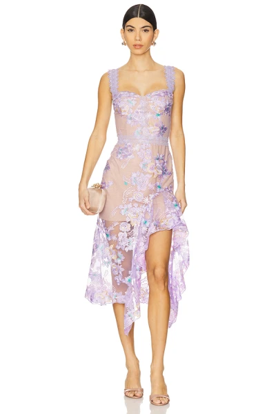 2025 Fashionable Embroidered Enchanted Sexy Side split Asymmetrical Hem Midi Dress