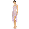2025 Fashionable Embroidered Enchanted Sexy Side split Asymmetrical Hem Midi Dress