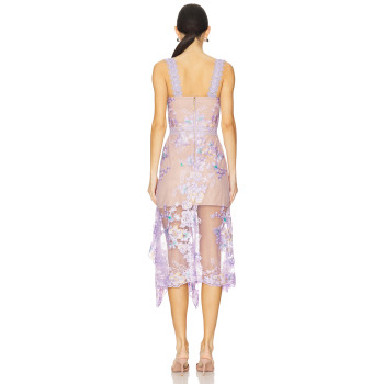 2025 Fashionable Embroidered Enchanted Sexy Side split Asymmetrical Hem Midi Dress