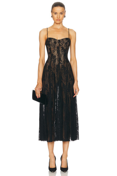 Exquisite Straight fit Bustier Underwire Cups Delicate Lace Tulle Fabric Spaghetti Straps Women Dress