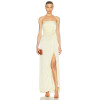 Elegant Women's Slim High Slit Pleated Satin Solid Color Camisole Evening Dress