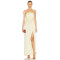 Elegant Women's Slim High Slit Pleated Satin Solid Color Camisole Evening Dress