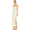 Elegant Women's Slim High Slit Pleated Satin Solid Color Camisole Evening Dress