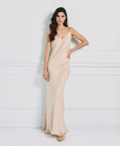 Hot Sale Ladies Prom Dress V neckline Camisole sleeve Adjustable shoulder strap Backless Dress