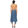Female Casual Denim Halterneck Backless Tight Waist Asymmetric Skirt Hem Daily Dress