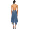 Female Casual Denim Halterneck Backless Tight Waist Asymmetric Skirt Hem Daily Dress