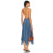 Female Casual Denim Halterneck Backless Tight Waist Asymmetric Skirt Hem Daily Dress