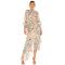 New Style Vintage Floral Printed High Neck Long Sleeve Chiffon Irregular Hem Women Dress