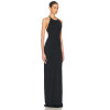 Ladies Halter Neck Black Maxi Dress Sleeveless Backless Back S-shaped Hook and Eye Dress