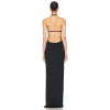 Ladies Halter Neck Black Maxi Dress Sleeveless Backless Back S-shaped Hook and Eye Dress