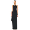 Ladies Halter Neck Black Maxi Dress Sleeveless Backless Back S-shaped Hook and Eye Dress