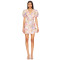 Fashionable Ladies High quality Fabric Three D Floral Embroidery V Neck Puff Sleeve Mini Dress