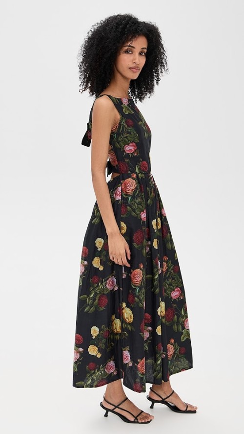 Elegant Sexy Formal Boat Neck Sleeveless Backless Floral Print Evening Women Party Dress