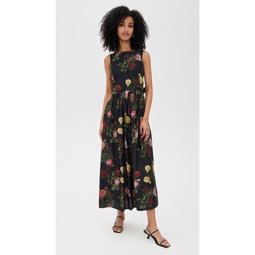 Elegant Sexy Formal Boat Neck Sleeveless Backless Floral Print Evening Women Party Dress