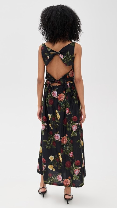 Elegant Sexy Formal Boat Neck Sleeveless Backless Floral Print Evening Women Party Dress