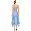 2025 Hot Sale Exquisite Lightweight Poplin fabric Asymmetrical Hem Lace Embellished V neck dress