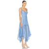 2025 Hot Sale Exquisite Lightweight Poplin fabric Asymmetrical Hem Lace Embellished V neck dress