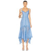 2025 Hot Sale Exquisite Lightweight Poplin fabric Asymmetrical Hem Lace Embellished V neck dress