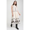 Daily Cute Sleeveless High Neck Mid Waist Floral And Bird Embroidery Casual Dress