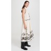 Daily Cute Sleeveless High Neck Mid Waist Floral And Bird Embroidery Casual Dress