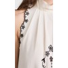 Daily Cute Sleeveless High Neck Mid Waist Floral And Bird Embroidery Casual Dress