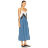 Hot Sale Denim Midi Dress with Contrast Lace Detailing and Spaghetti Straps Patchwork Dress