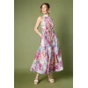 Women's Fashion Halterneck Sleeveless Ruffle Tight Waist Floral print Casual Dress