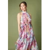 Women's Fashion Halterneck Sleeveless Ruffle Tight Waist Floral print Casual Dress