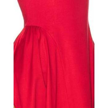 2025 Hot sale Sleeveless Red Midi Dress with Pleated Waist and Pockets Woman's Dress