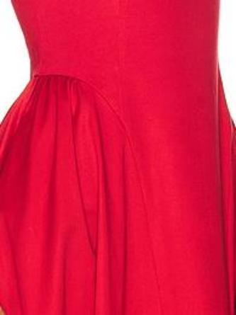 2025 Hot sale Sleeveless Red Midi Dress with Pleated Waist and Pockets Woman's Dress