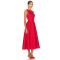 2025 Hot sale Sleeveless Red Midi Dress with Pleated Waist and Pockets Woman's Dress
