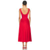 2025 Hot sale Sleeveless Red Midi Dress with Pleated Waist and Pockets Woman's Dress