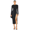 Hot Sale Long Sleeve High quality Bodycon Dress  Studded Slit Detail Woman's Midi Dress