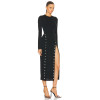 Hot Sale Long Sleeve High quality Bodycon Dress Studded Slit Detail Woman's Midi Dress